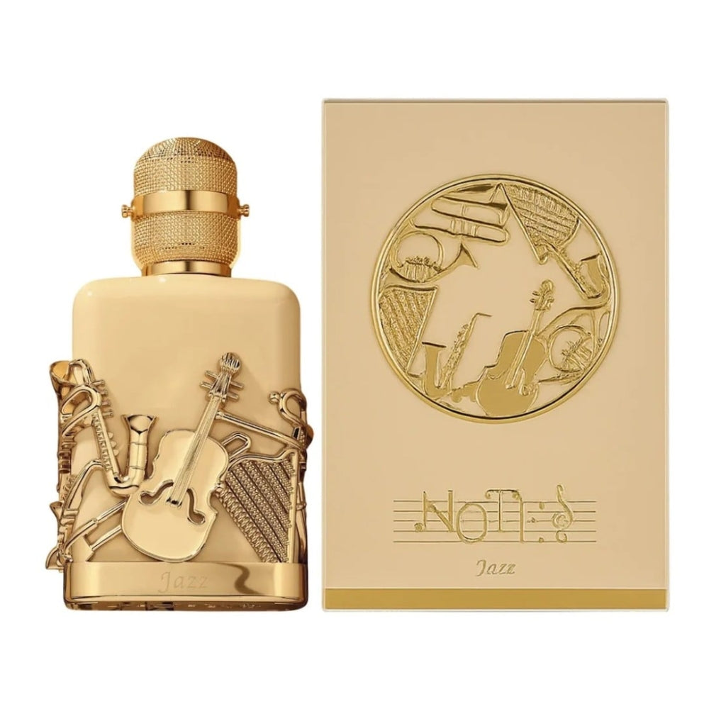 Unisex parfym Fragrance World Jazz från Silky Woods Goldfield & Banks med musikaliskt designad flaska