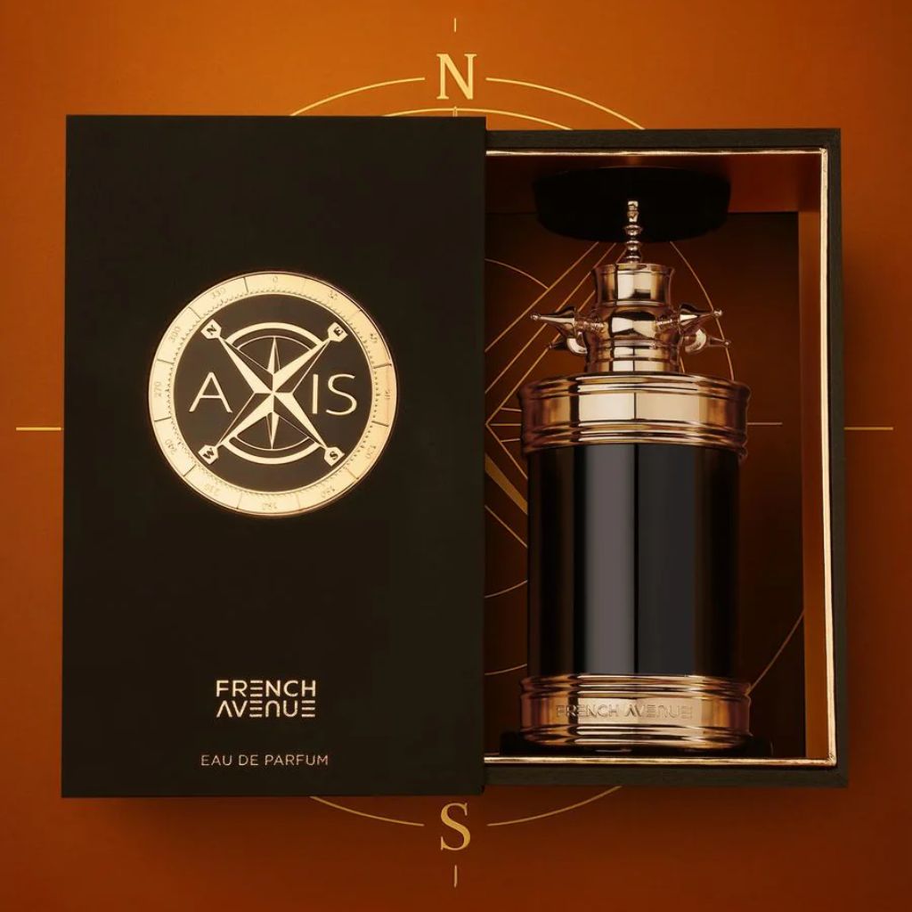 French Avenue Axis unisex parfym i elegant svart och guld förpackning med lyxig design