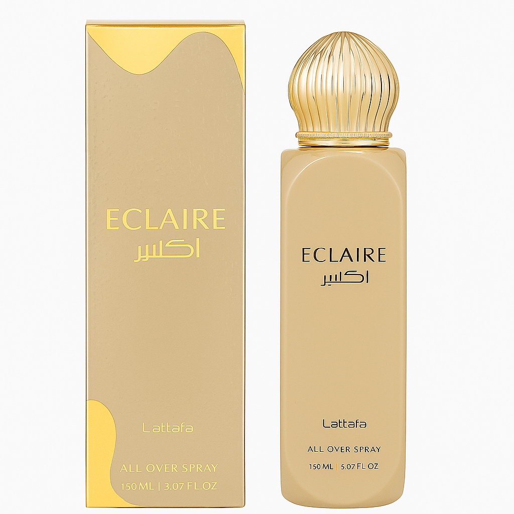 Lattafa Eclaire damparfym i elegant förpackning med blomdoft och fräsch stil för daglig användning