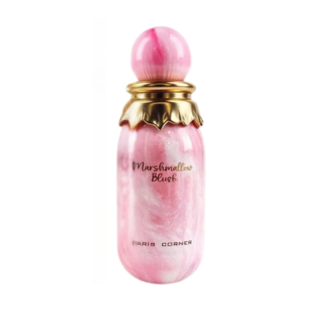 Paris Corner Marshmallow Blush damparfym i rosa flaska med guldkant för en söt och fräsch doft