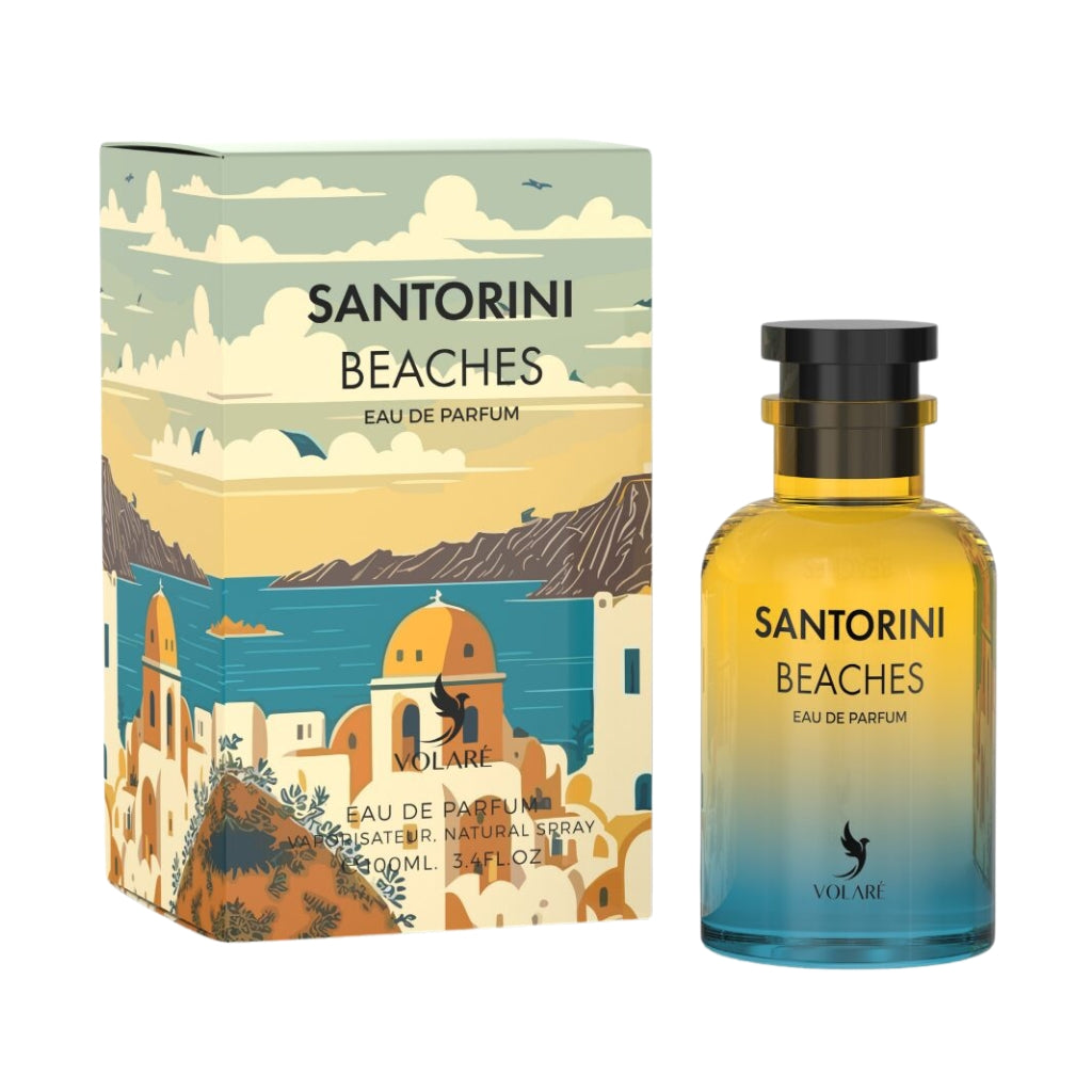 Volare Santorini Beaches herrparfym med doftinspiration från Santorini stränder i elegant glasflaska