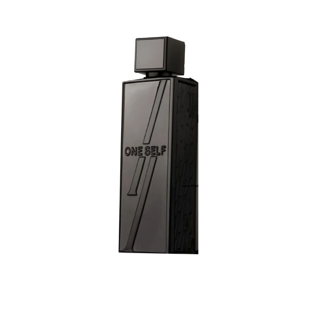 Herrparfym Fragrance World One Self svart elegant flaska, tolkning av YSL MYSLF doft