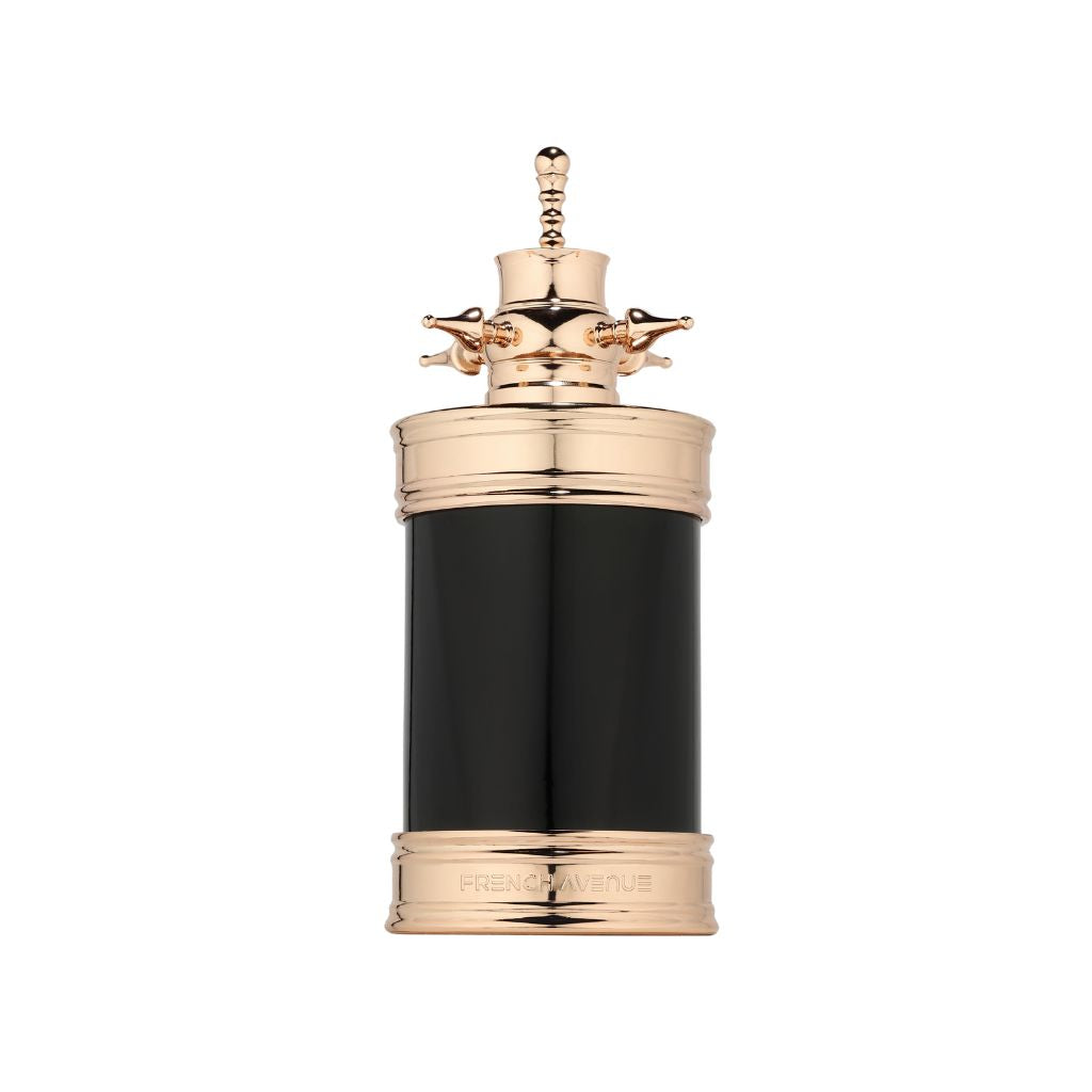 Unisex parfymflaska French Avenue Axis i svart och guld med elegant design från Tolkning av Byredo Vanille Antique