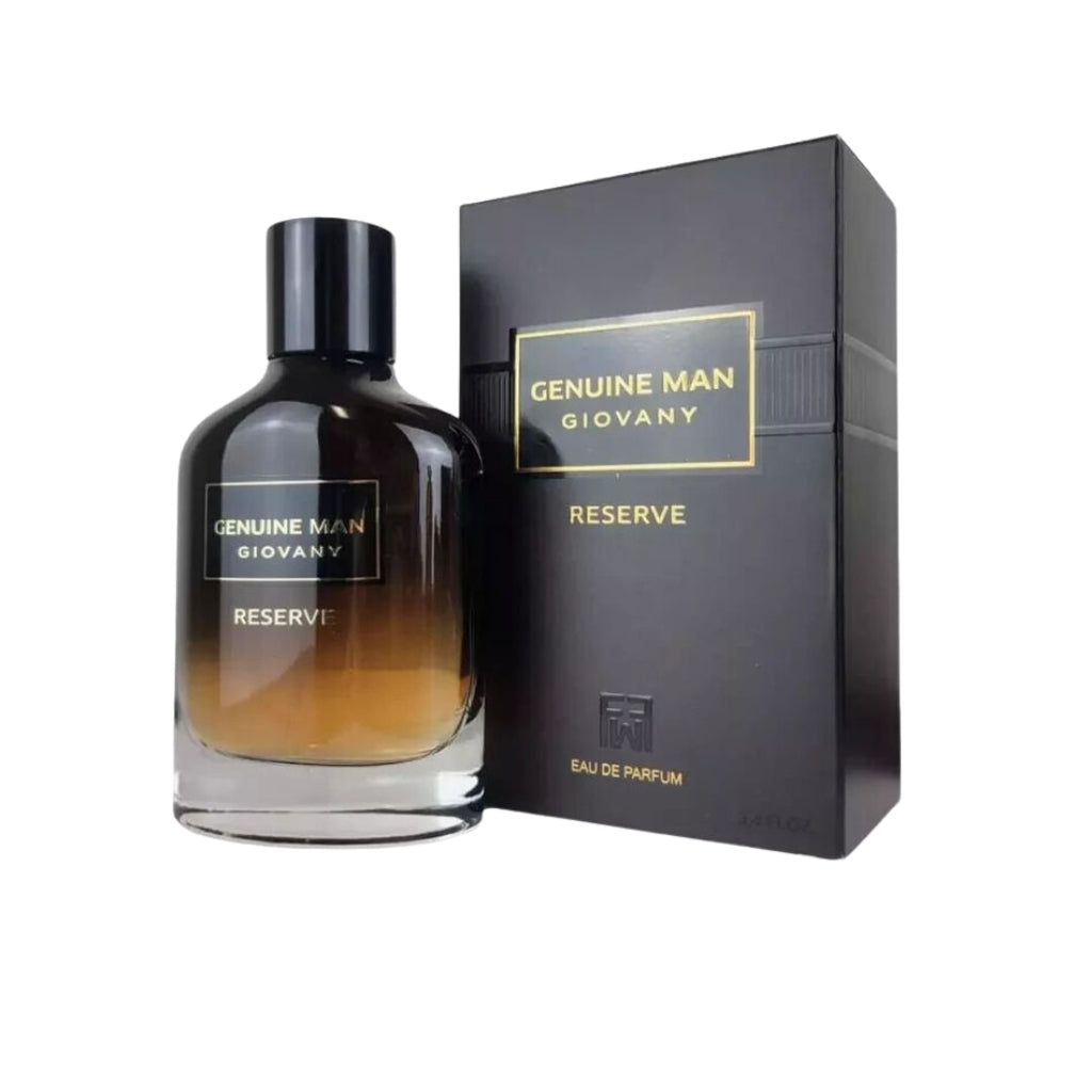 Herrparfym Giovany Genuine Man Reserve i en elegant flaska med svart förpackning