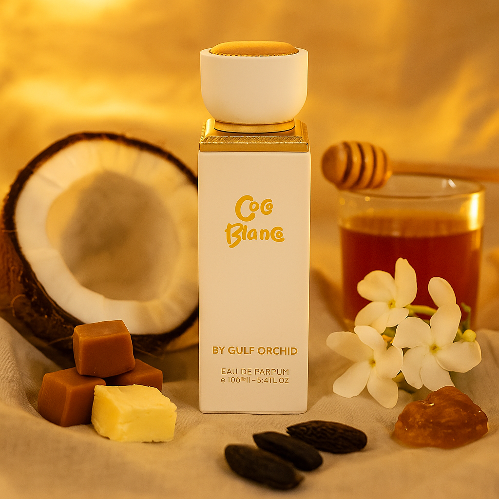 Gulf Orchid Coco Blanco damparfym i elegant förpackning med kokos, blommor och söta noter