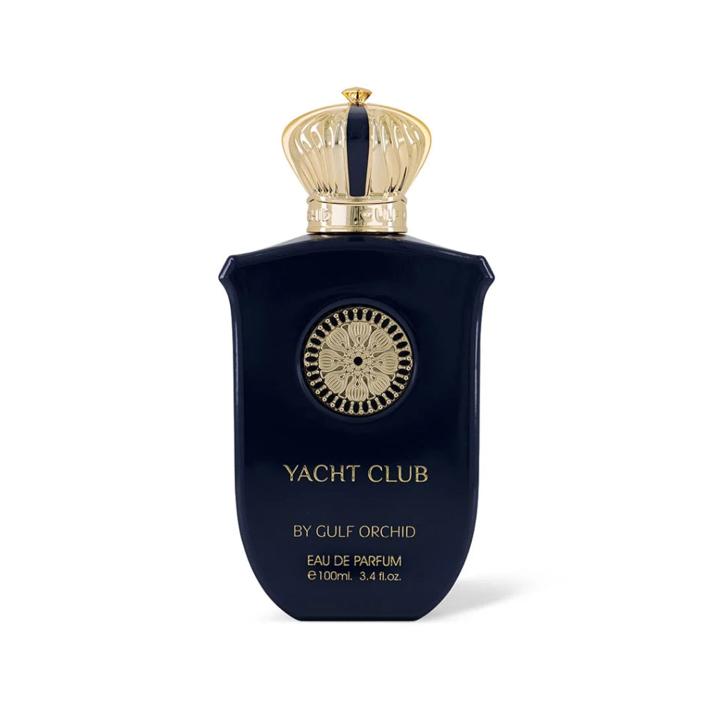 Herrparfym Yacht Club av Gulf Orchid, elegant flaska med gyllene kork och 100 ml eau de parfum