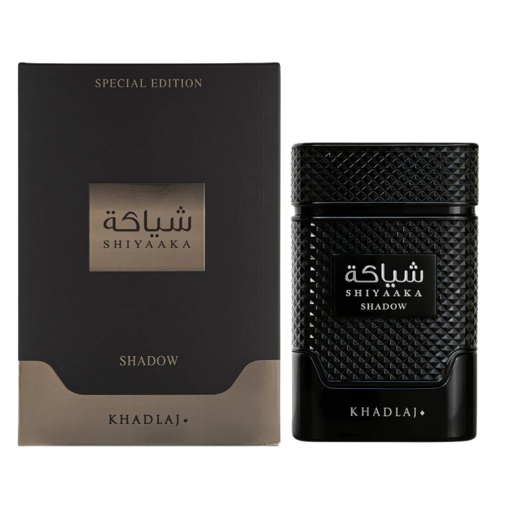 Khadlaj Shiyaaka Shadow herrparfym i specialutgåva med svart flaska och elegant förpackning