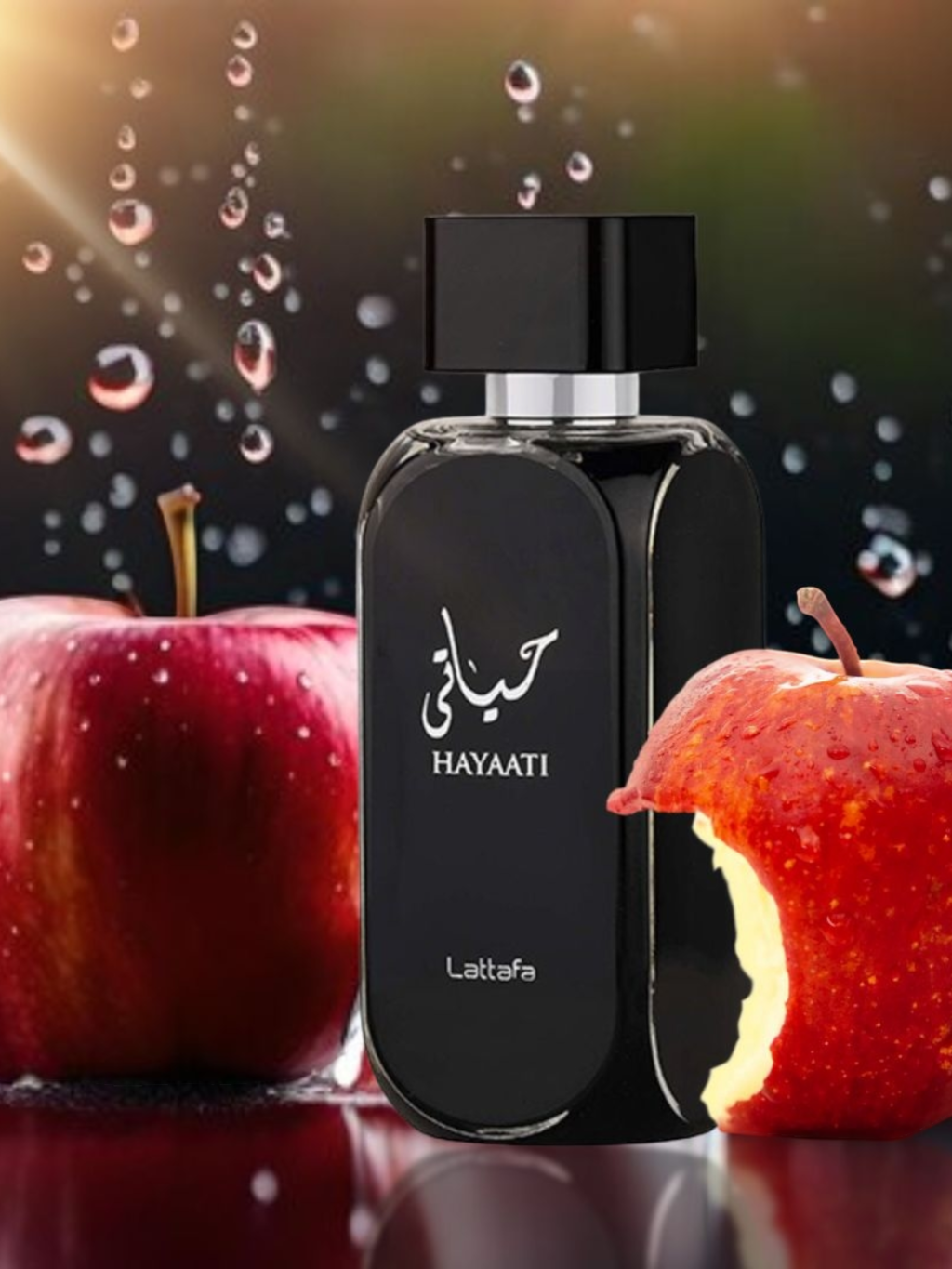 Lattafa Hayaati herrparfym med doft av äpple och friska noter i elegant flaska