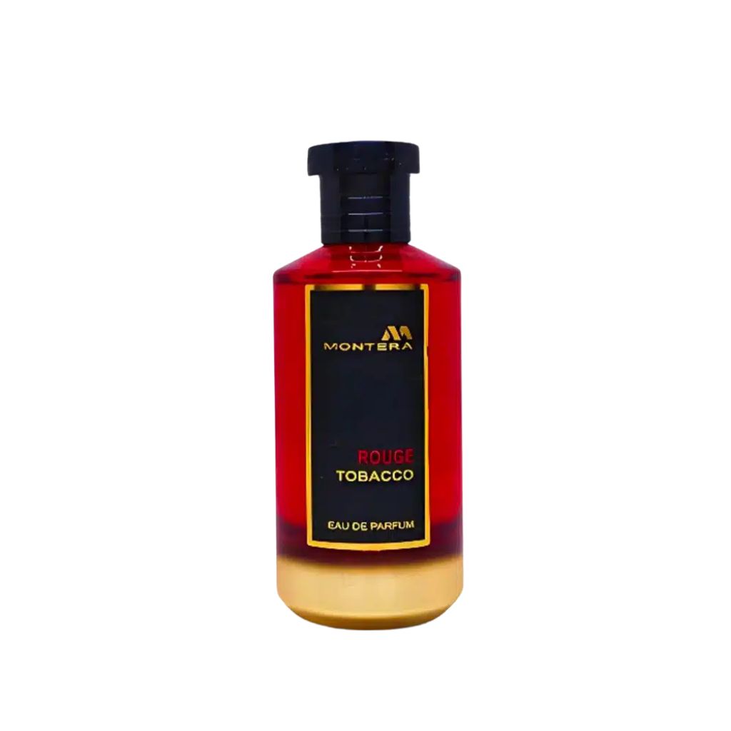Montera Rouge Tobacco unisex parfymflaska med röd och guldig design från Tolkning av Mancera Red Tobacco