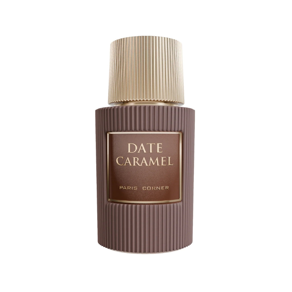 Lush Sticky Dates damparfym i brun flaska med namnet Paris Corner Date Caramel
