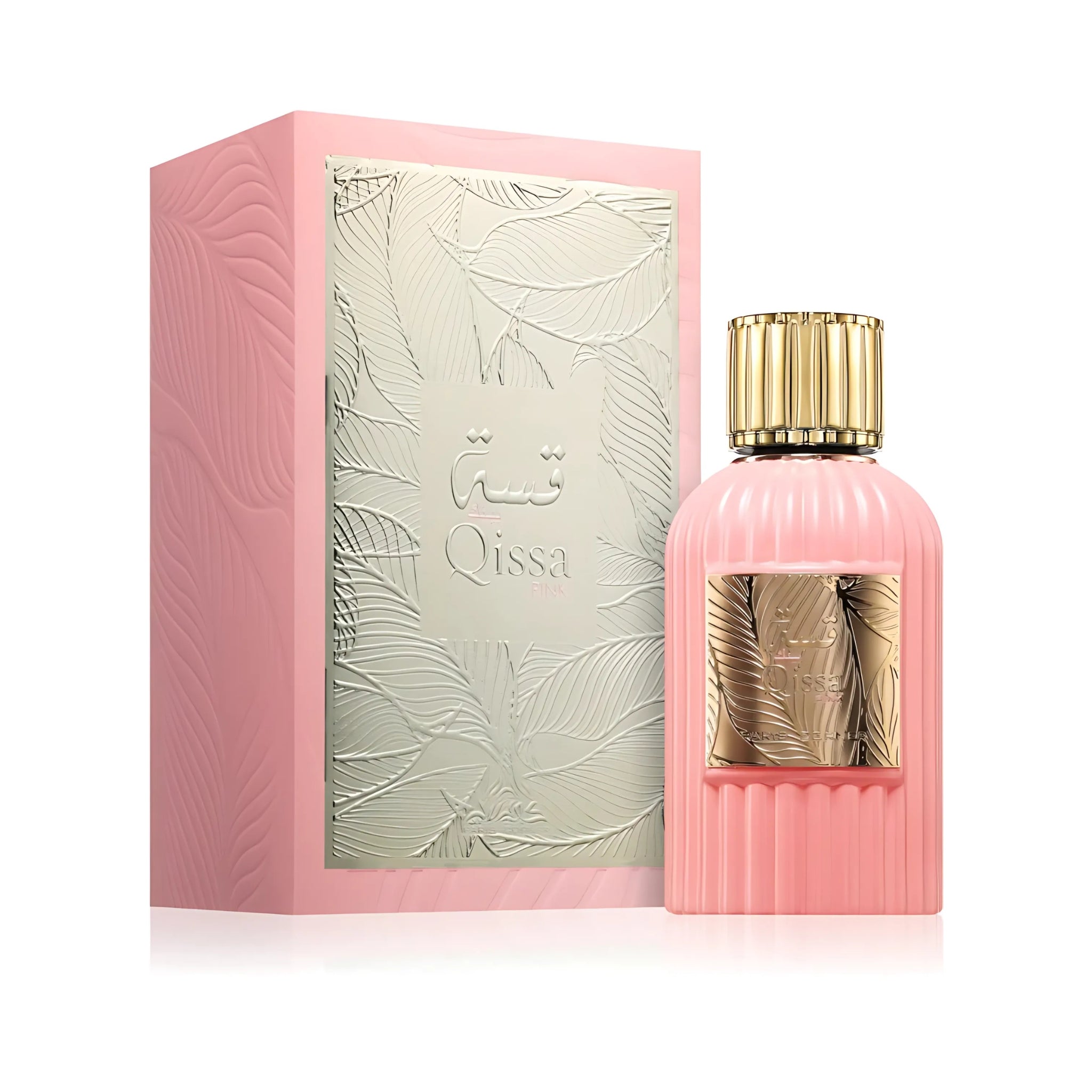 Qissa Pink damparfym från Paris Corner Original i en elegant rosa flaska med förpackning