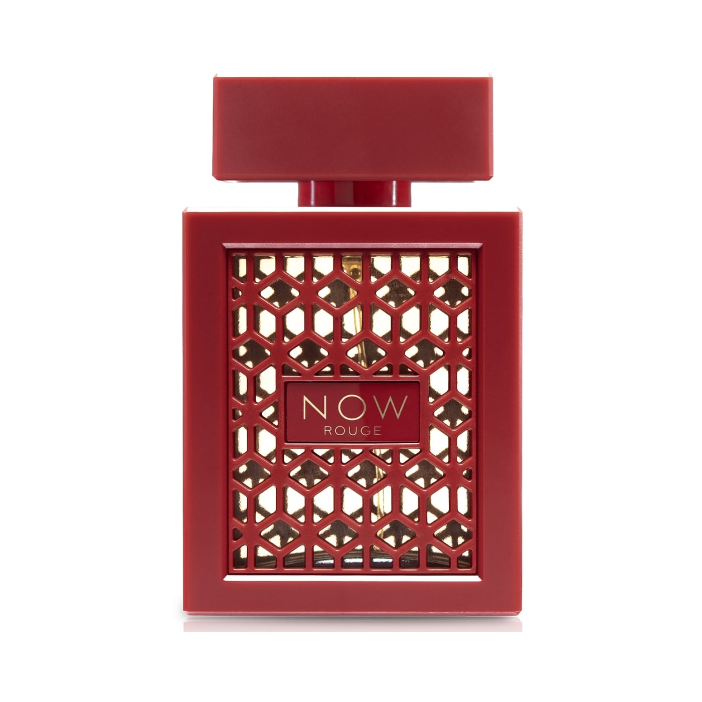 Lattafa Creation damparfym Rave Now Rouge i elegant röd flaska med dekorativ design