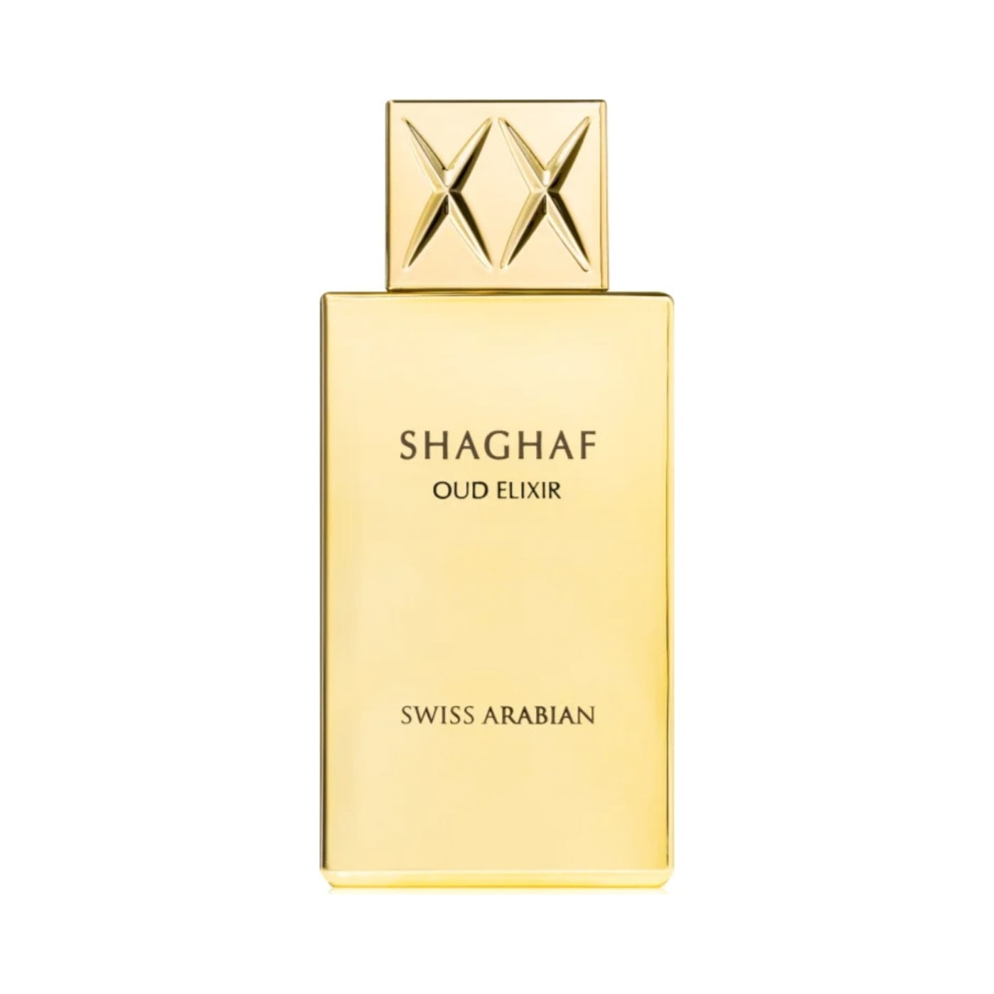 Shaghaf Oud Elixir parfymflaska i guld från Swiss Arabian för unisex-användning
