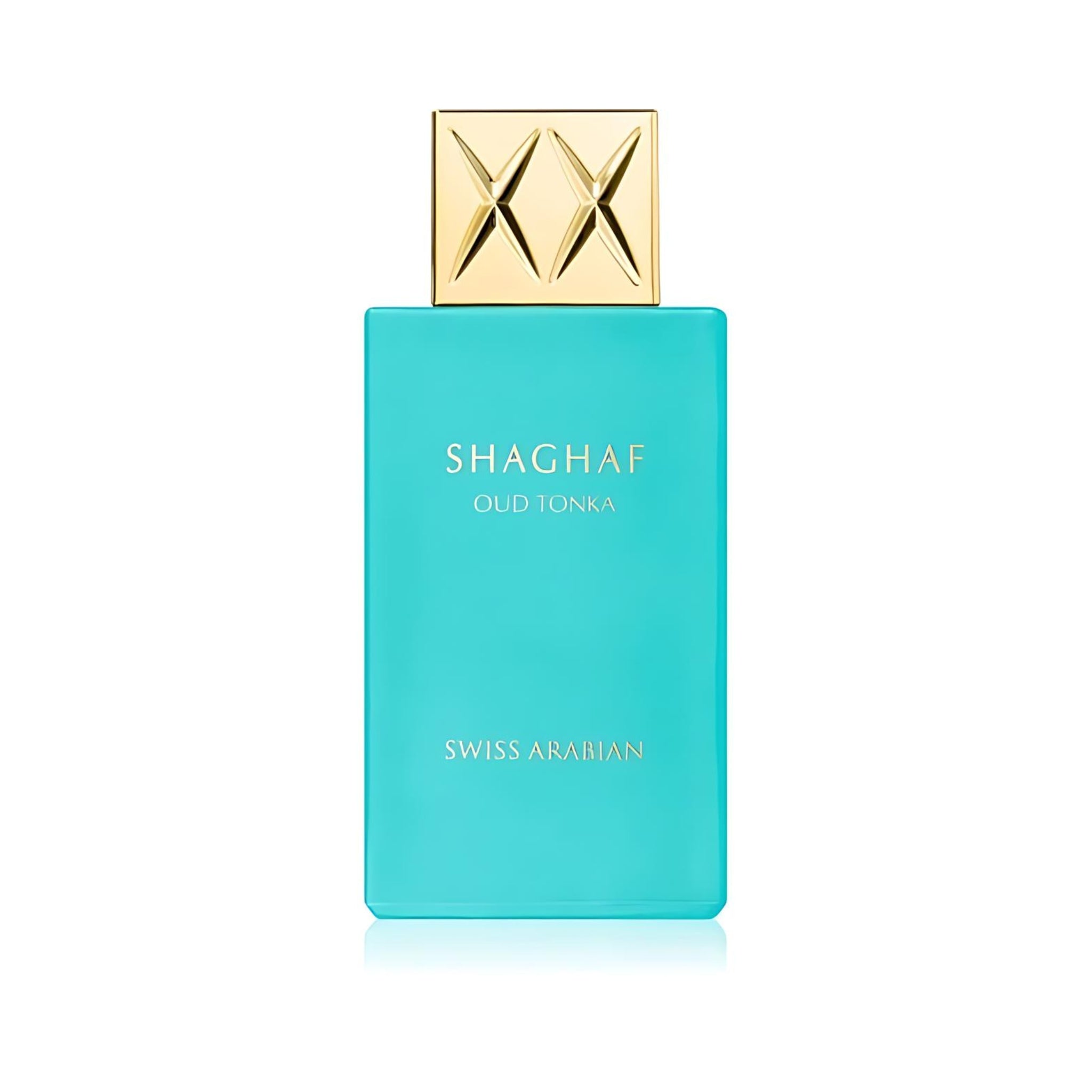 TESTERS DAM Shaghaf Oud Tonka Duftpåse i turquoise med elegant guldhuvud för lyxiga dofter